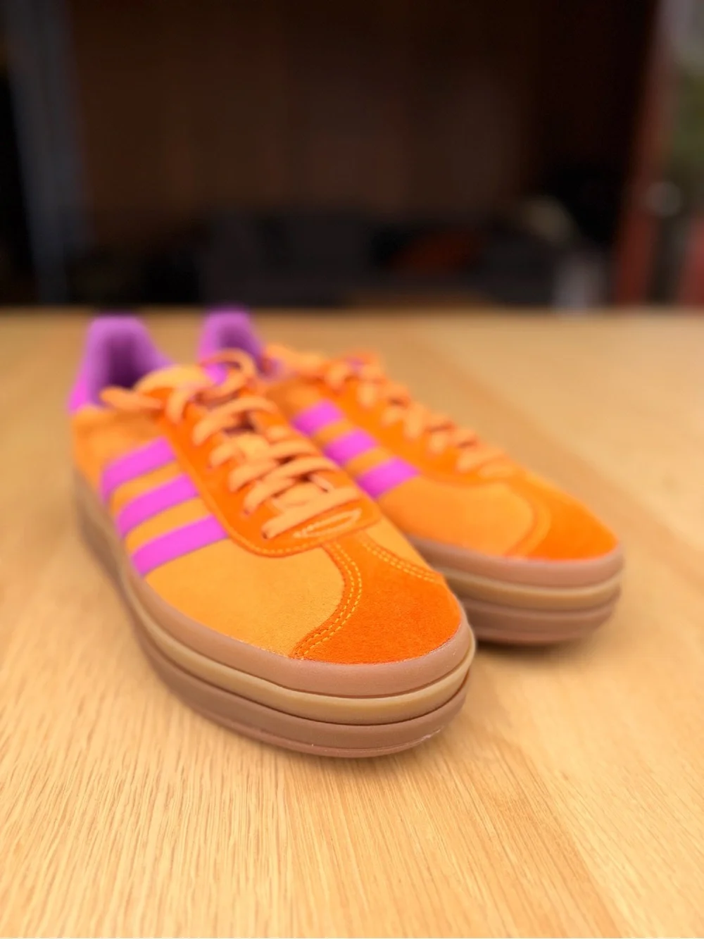 adidas Gazelle Women’s Orange & Pink/Purple Platform Sneakers